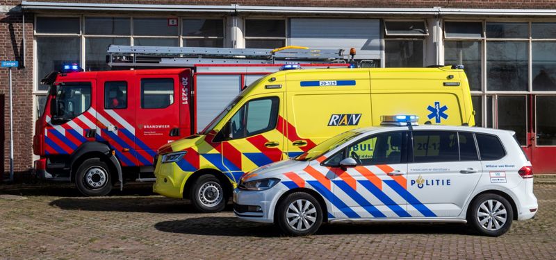 Voertuig van brandweer, ambulance en politie